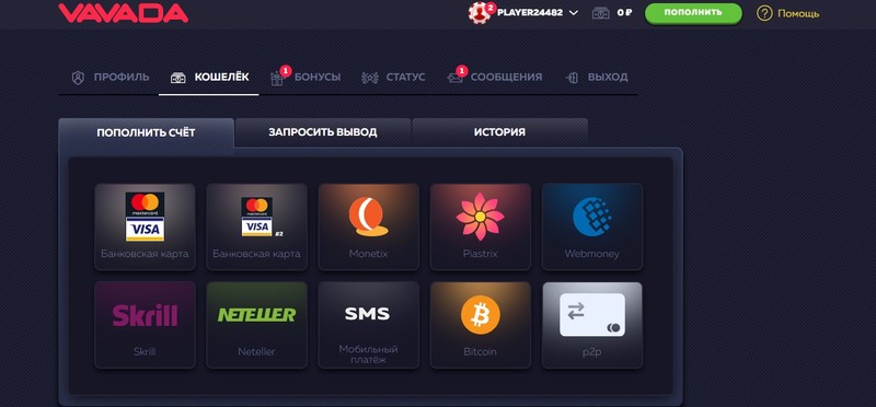 Платежные системы Vavada casino